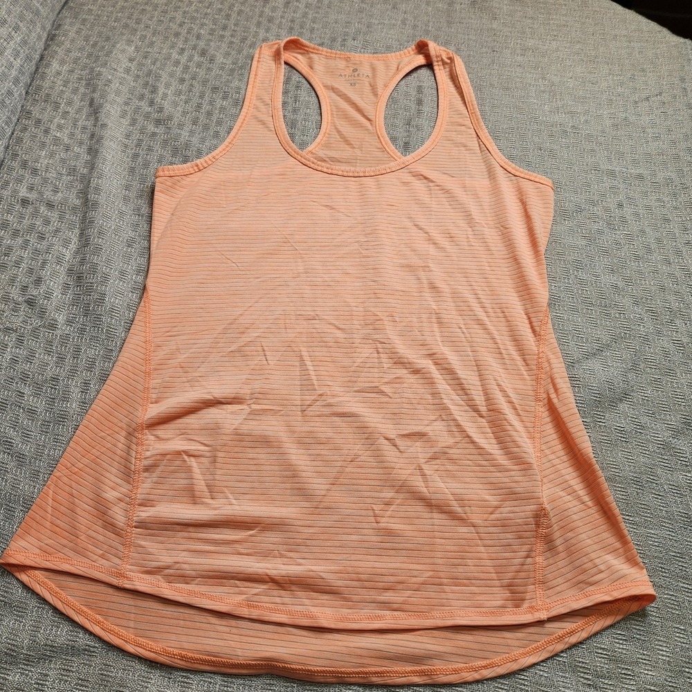 Athleta Womens Tank Top XSM Peach/Salmon Color Round Neck Stretch EUC